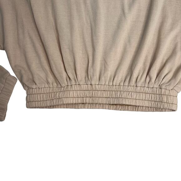 L Space Day Trippin Linen Blend Pullover Lounge Top Pink Cropped XS Cozy Soft - Picture 3 of 12